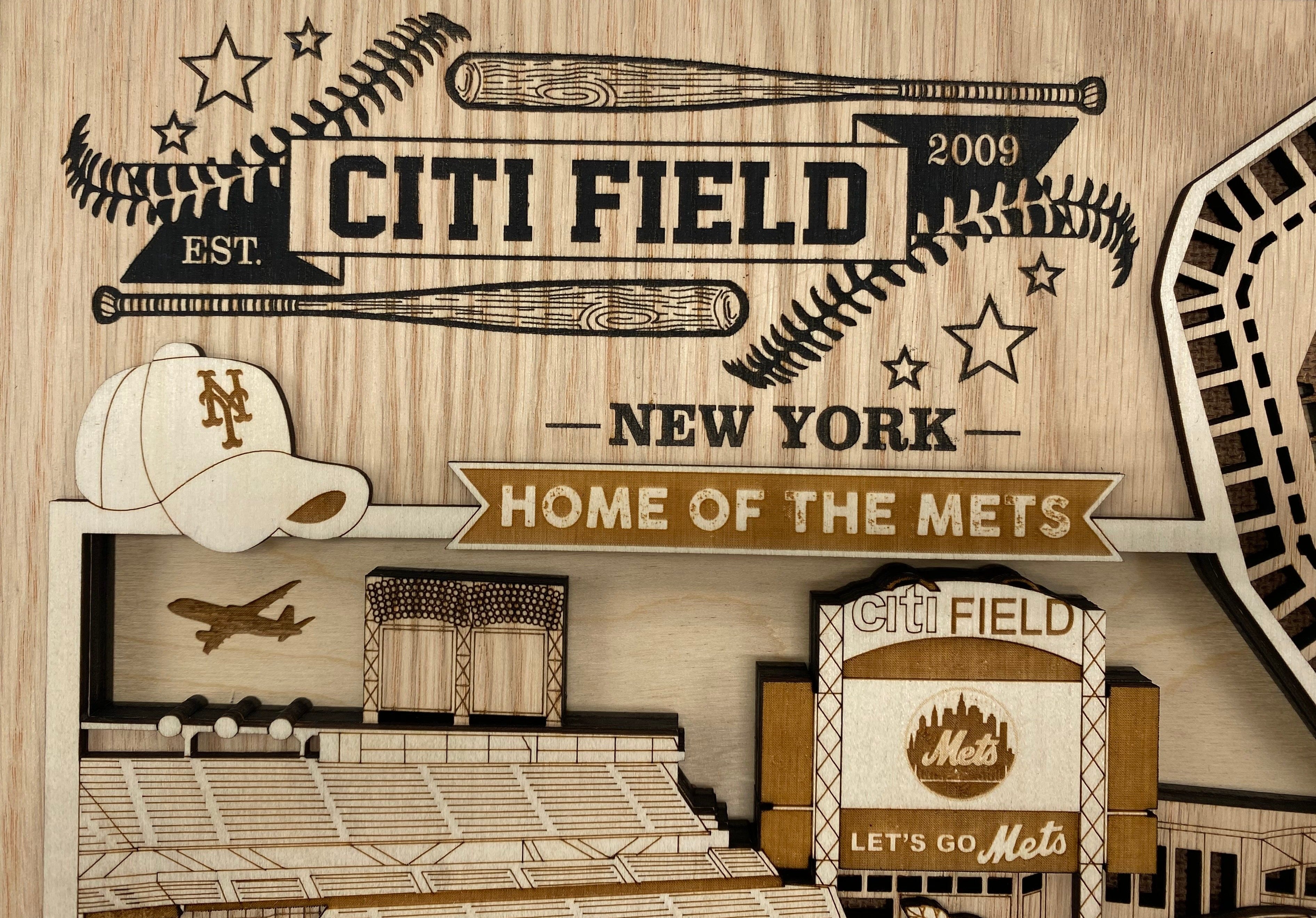Citi Field - Home of the New York Mets - Layered Wooden Stadium with the Inside View of the Ballpark