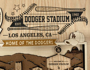 Dodger Stadium - Home of the Los Angeles Dodgers - Layered Wooden Stadium with the Inside View of the Ballpark