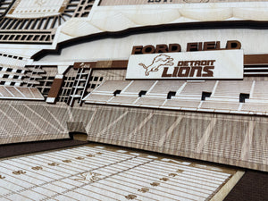 Ford Field - Home of the Detroit Lions - Layered Wooden Stadium with the Inside View of the Football Stadium