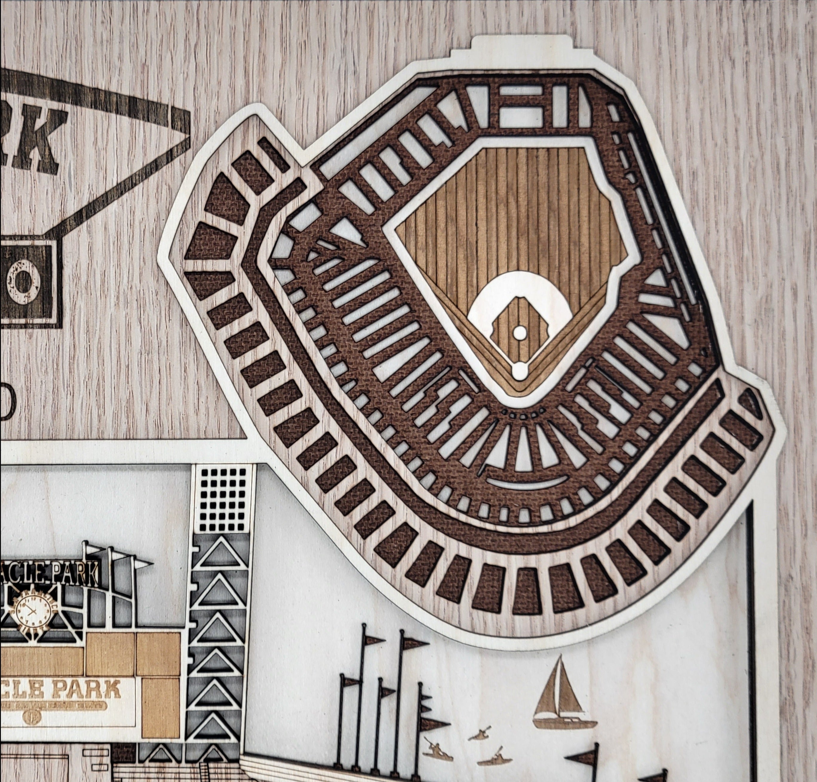 Oracle Park - Home of the San Francisco Giants - Layered Wooden Ballpark with San Francisco Skyline
