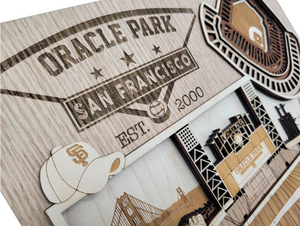 Oracle Park - Home of the San Francisco Giants - Layered Wooden Ballpark with San Francisco Skyline